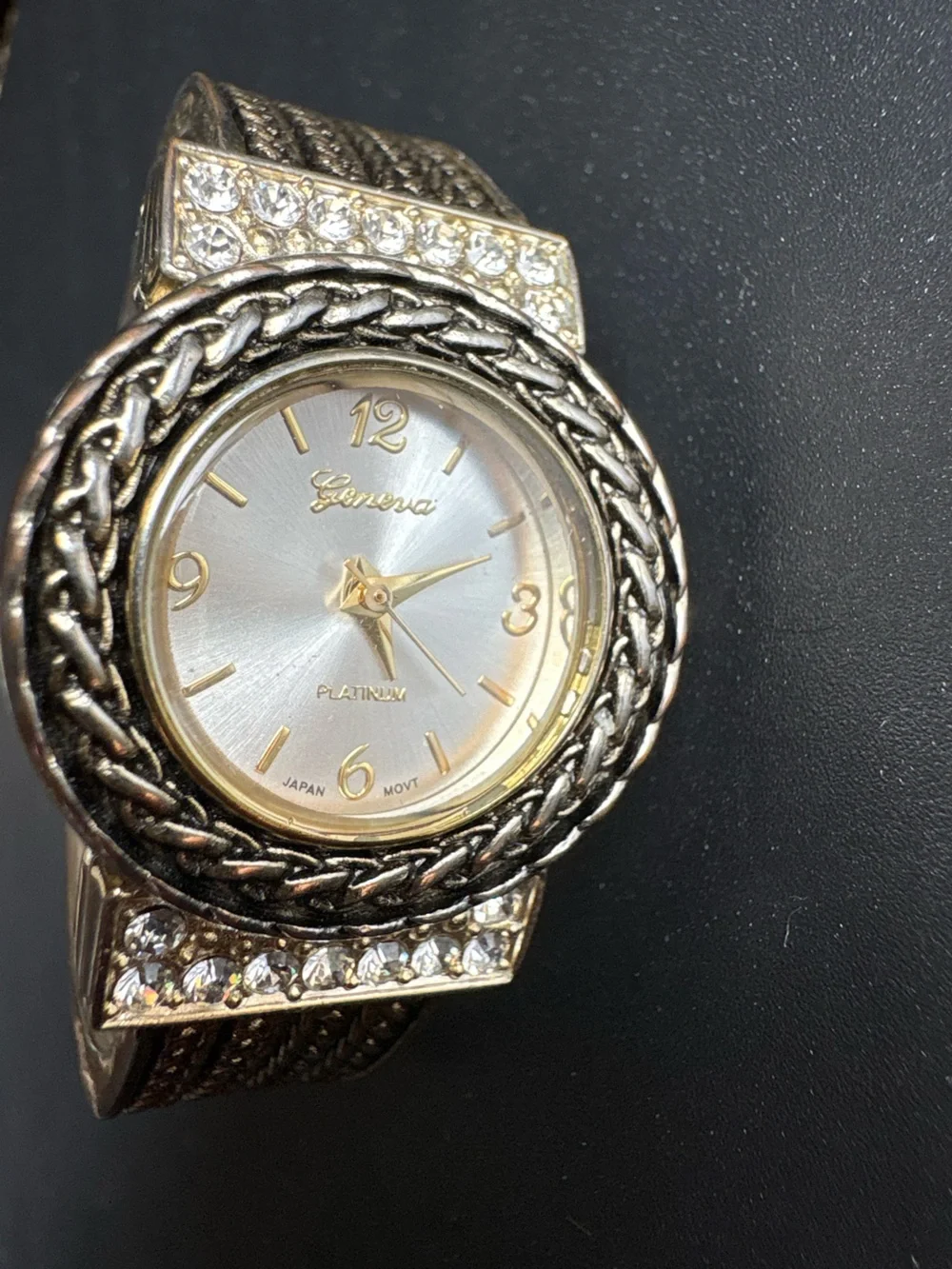 Geneva Gold-Tone Crystal Cuff Watch - Gold